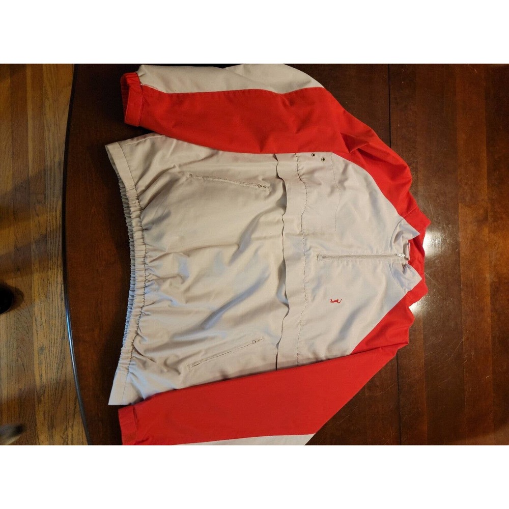 Vintage PGA Tour Originals Performance Jacket 1/4 Zip Pullover Tan/Red Men XL